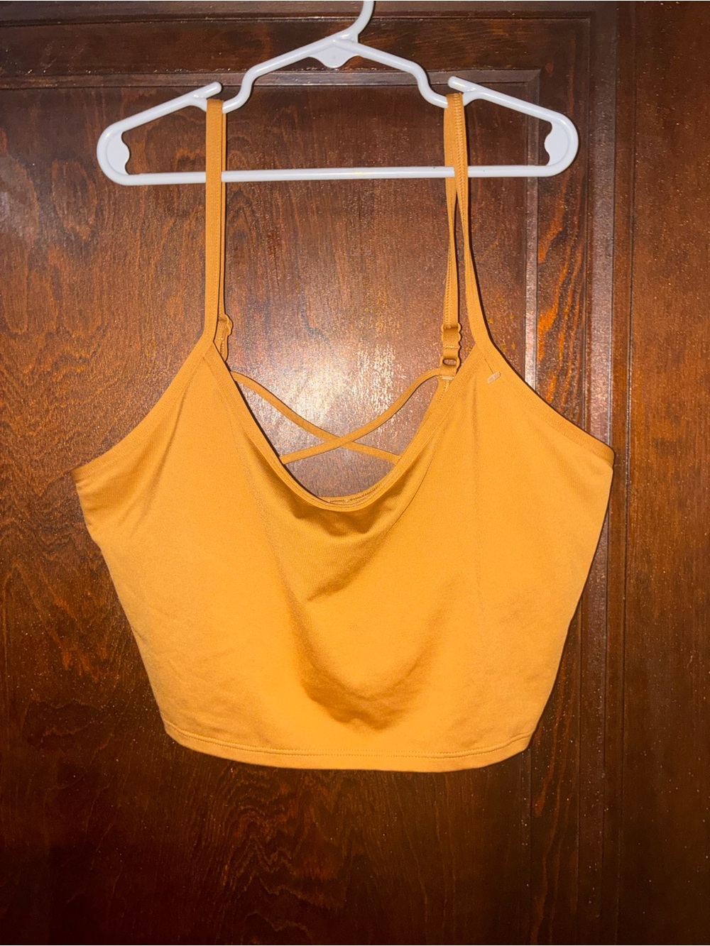 PINK Victoria's Secret Mustard Yellow Strappy Crop Sports Bra